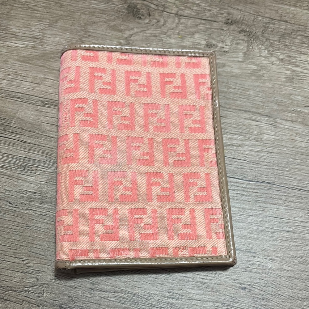 Fendi Pink and Tan Logo Card Holder